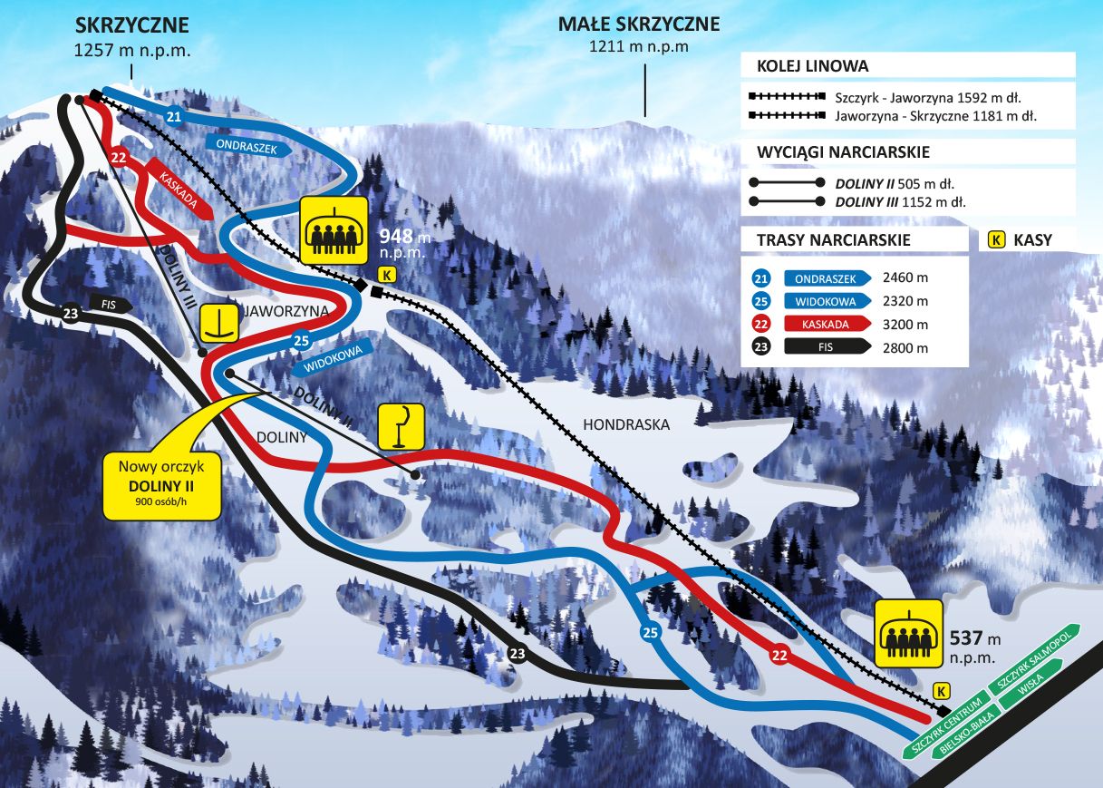 BERGFEX: Piste map Centralny Ośrodek Sportu Szczyrk - Panoramic map ...