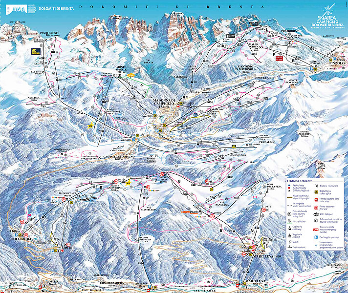 PistenplanSkigebiet Folgarida - Marilleva - Val di Sole / Dolomiti di Brenta