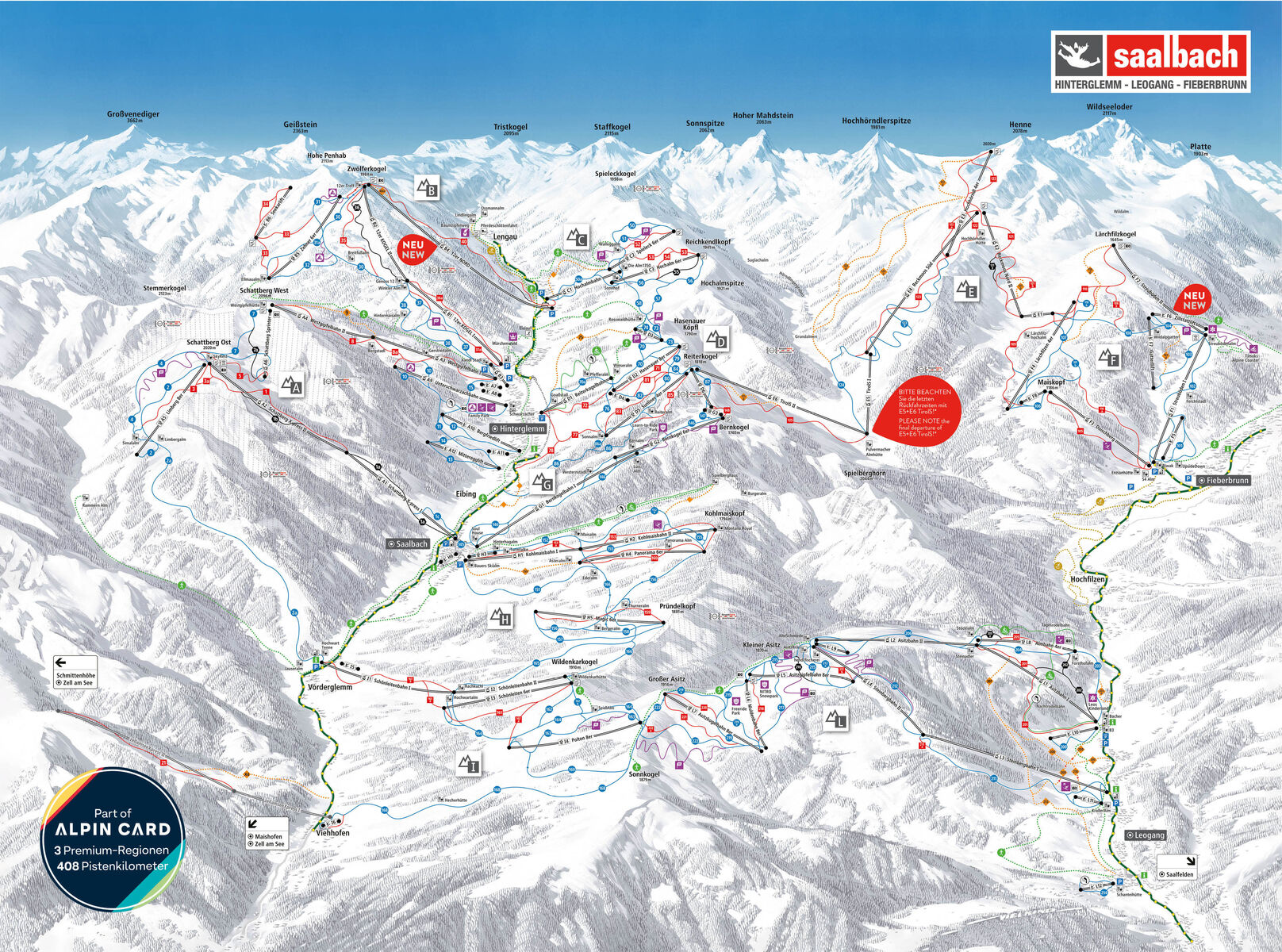 BERGFEX: Piste map Saalbach Hinterglemm / Leogang / Fieberbrunn ...