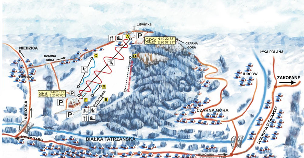 Mapa stoków Ośrodek narciarski Grapa Litwinka