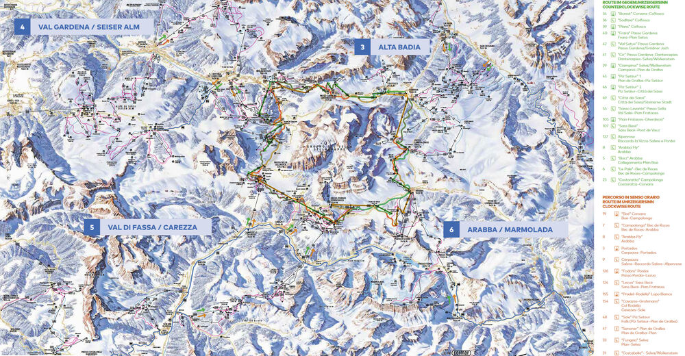Plan de piste Station de ski Sellaronda - Dolomiten