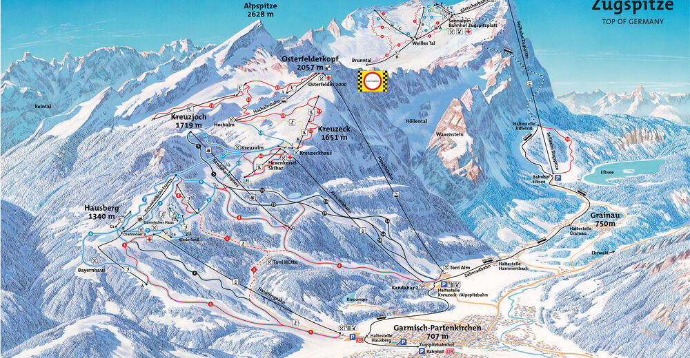 Pistenplan Skidåkningsområde Garmisch-Classic