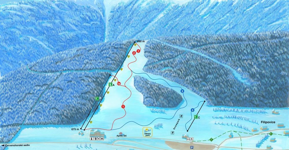 Plan skijaških staza Skijaško područje Filipovice