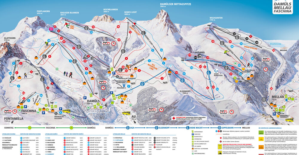 Planul pistelor Zonă de schi Damüls