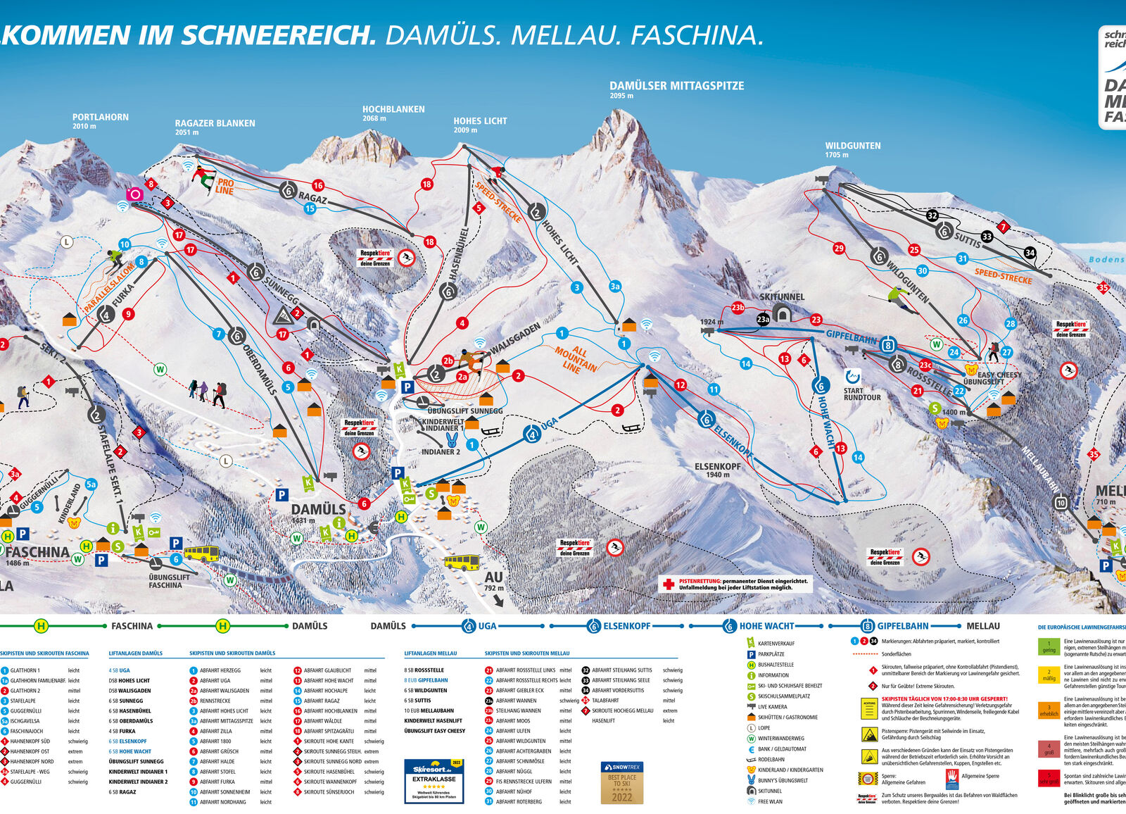 Pistenplan Skigebiet Damüls