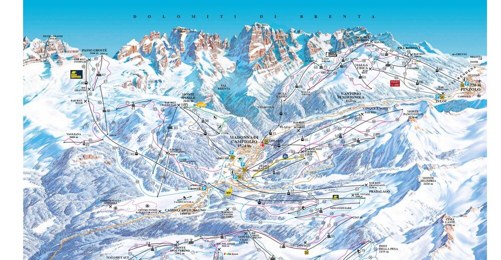 Pistplan Skidområde Madonna di Campiglio / Dolomiti di Brenta