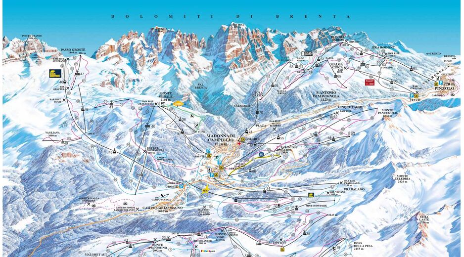 Pistenplan Skigebiet Madonna di Campiglio / Dolomiti di Brenta