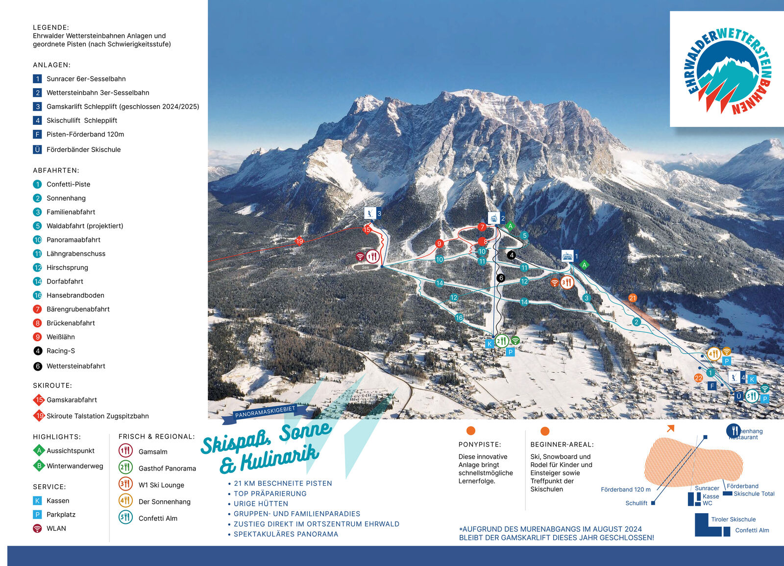 Pistenplan Skigebiet Ehrwald Wettersteinbahnen