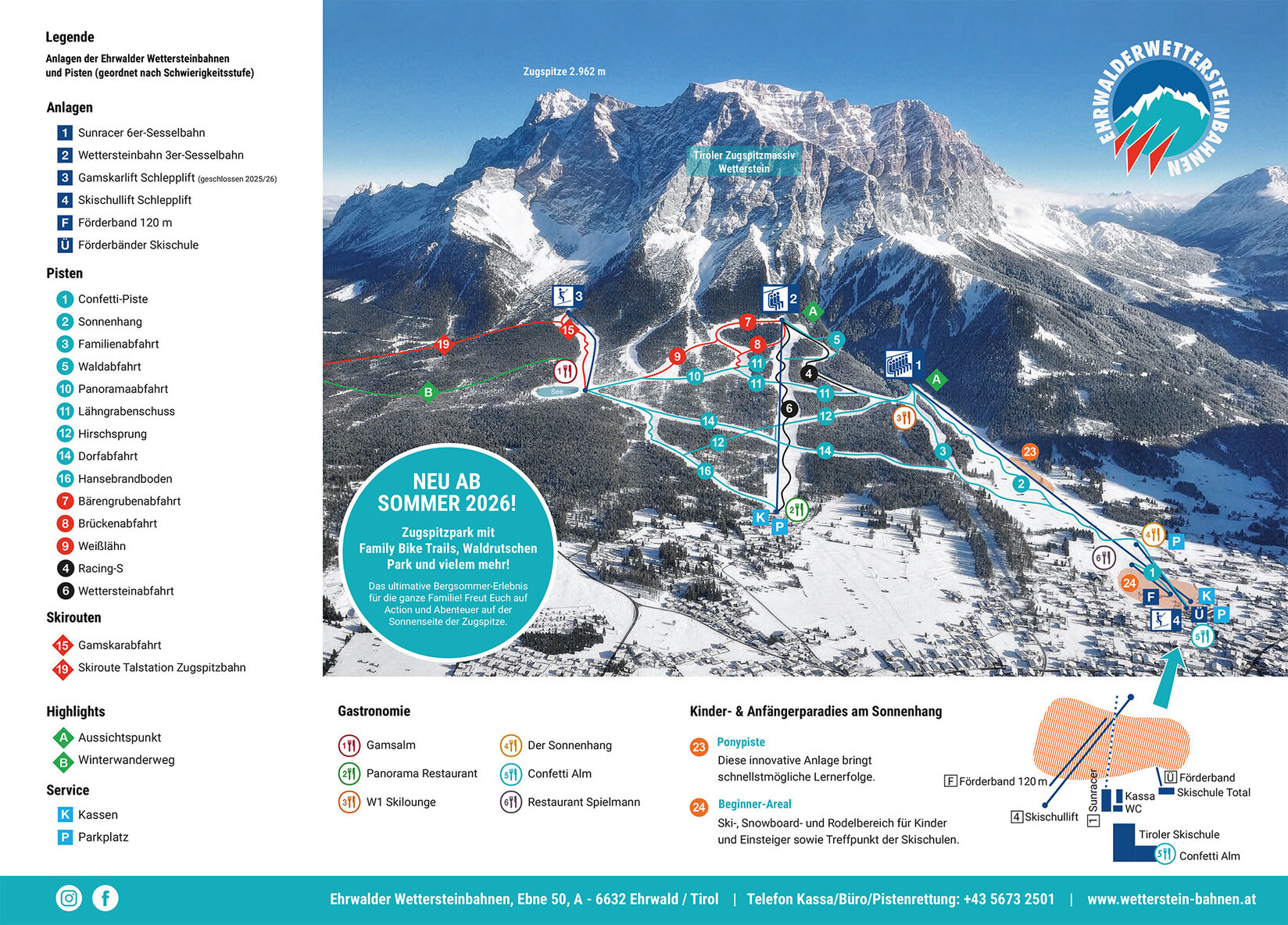 PistenplanSkigebiet Ehrwald Wettersteinbahnen