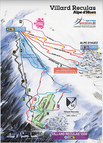 PistenplanSkigebiet Villard-Reculas / Alpe d'Huez Grand Domaine