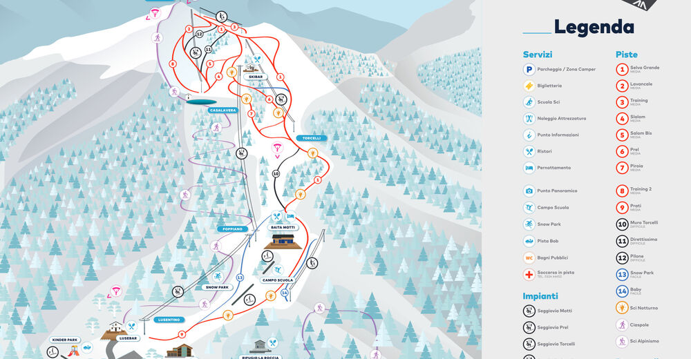 Pisteplan Skigebied Domobianca 365