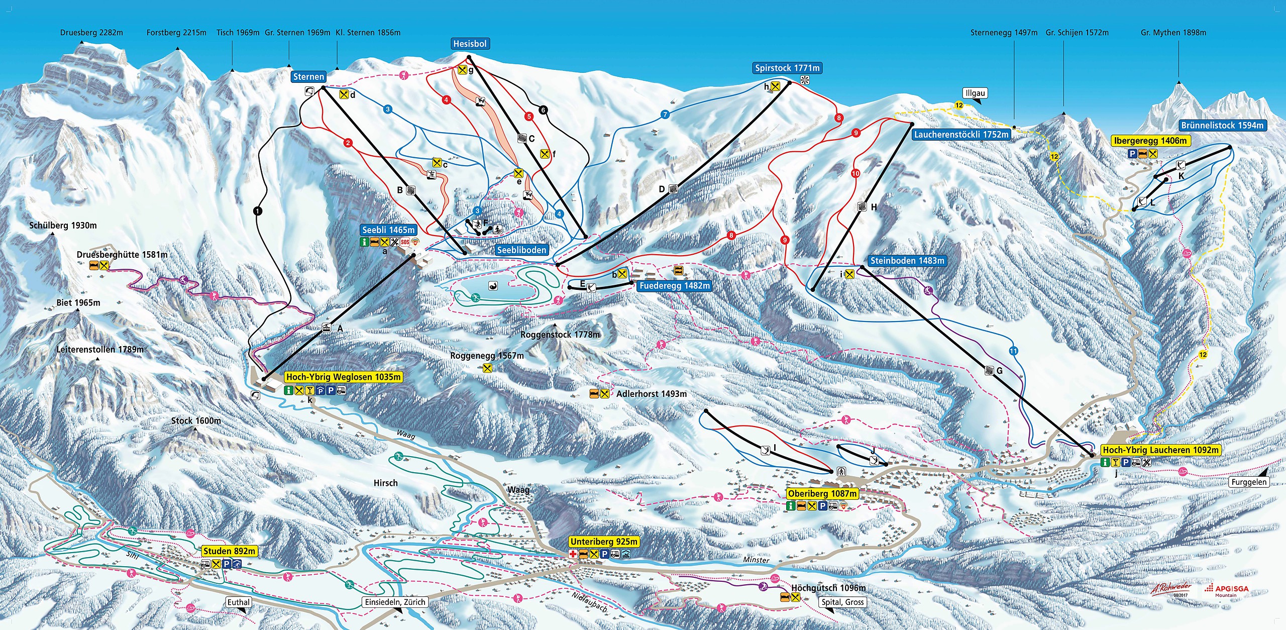 BERGFEX: Pistenplan Oberiberg - Panoramakarte Oberiberg - Karte Oberiberg