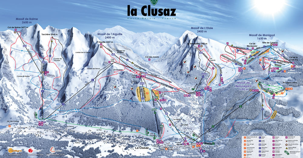 Plan skijaških staza Skijaško područje La Clusaz - Lake Annecy Ski Resort