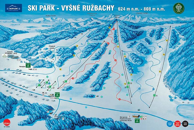 PistenplanSkigebiet Skipark Vyšné Ružbachy