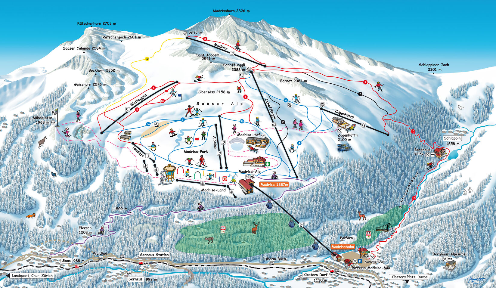 PistenplanSkigebiet Klosters Madrisa