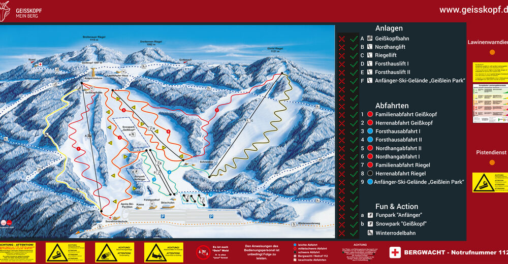 Plan skijaških staza Skijaško područje Geisskopf