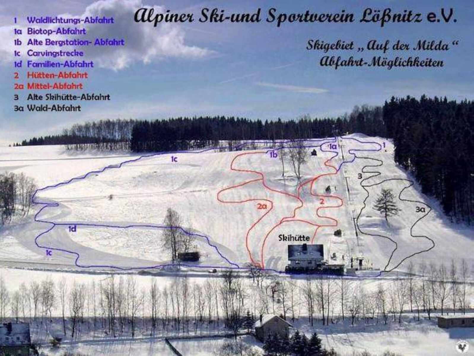 PistenplanSkigebiet Milda am Hirnschädel / Lößnitz