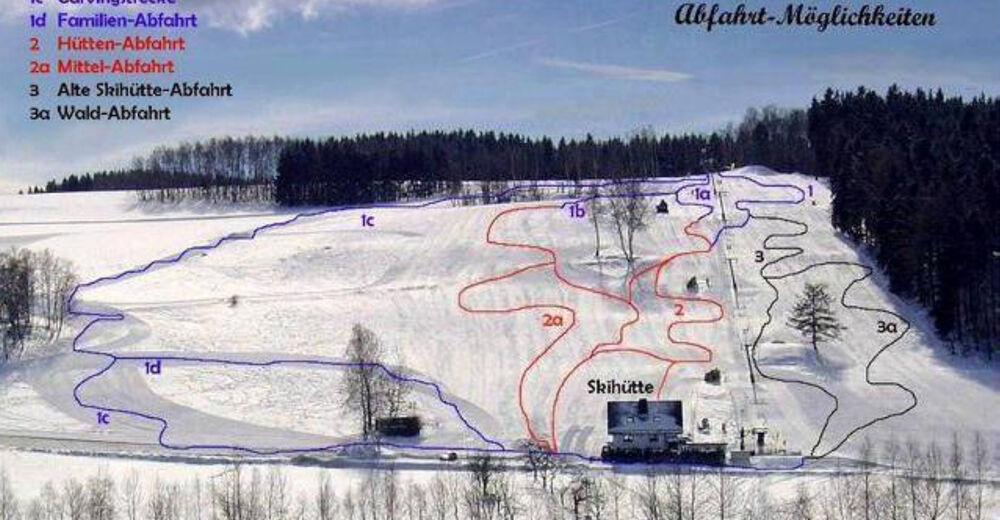 Pistenplan Skigebiet Milda am Hirnschädel / Lößnitz