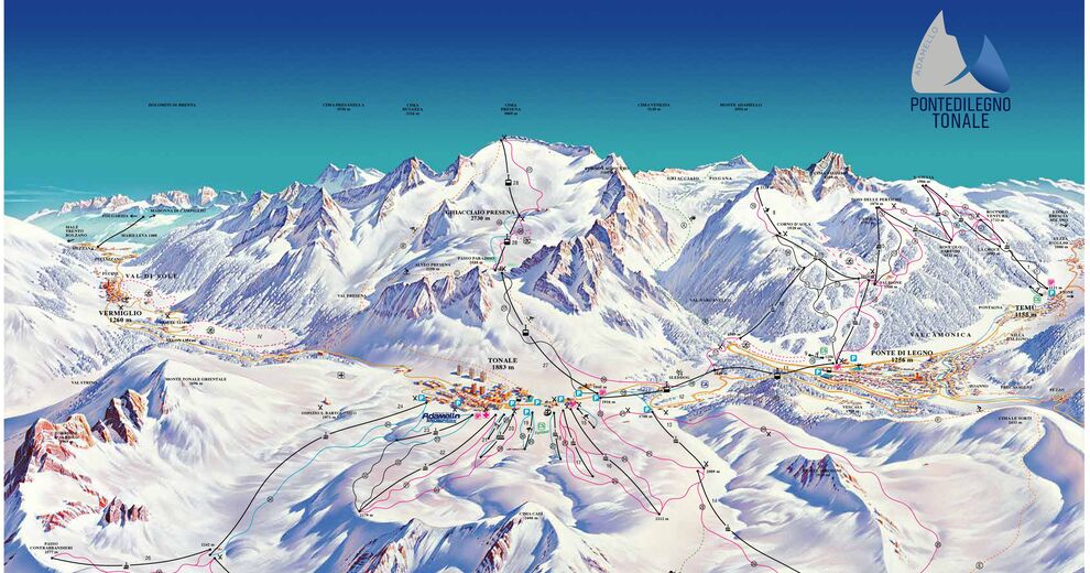 Pistenplan Skigebiet Passo Tonale - Adamello Ski / Val di Sole
