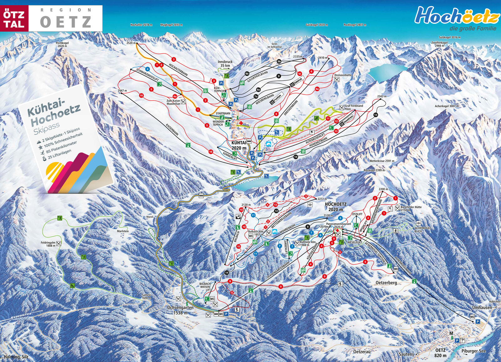 Pistenplan Skigebiet Oetz / Hochoetz