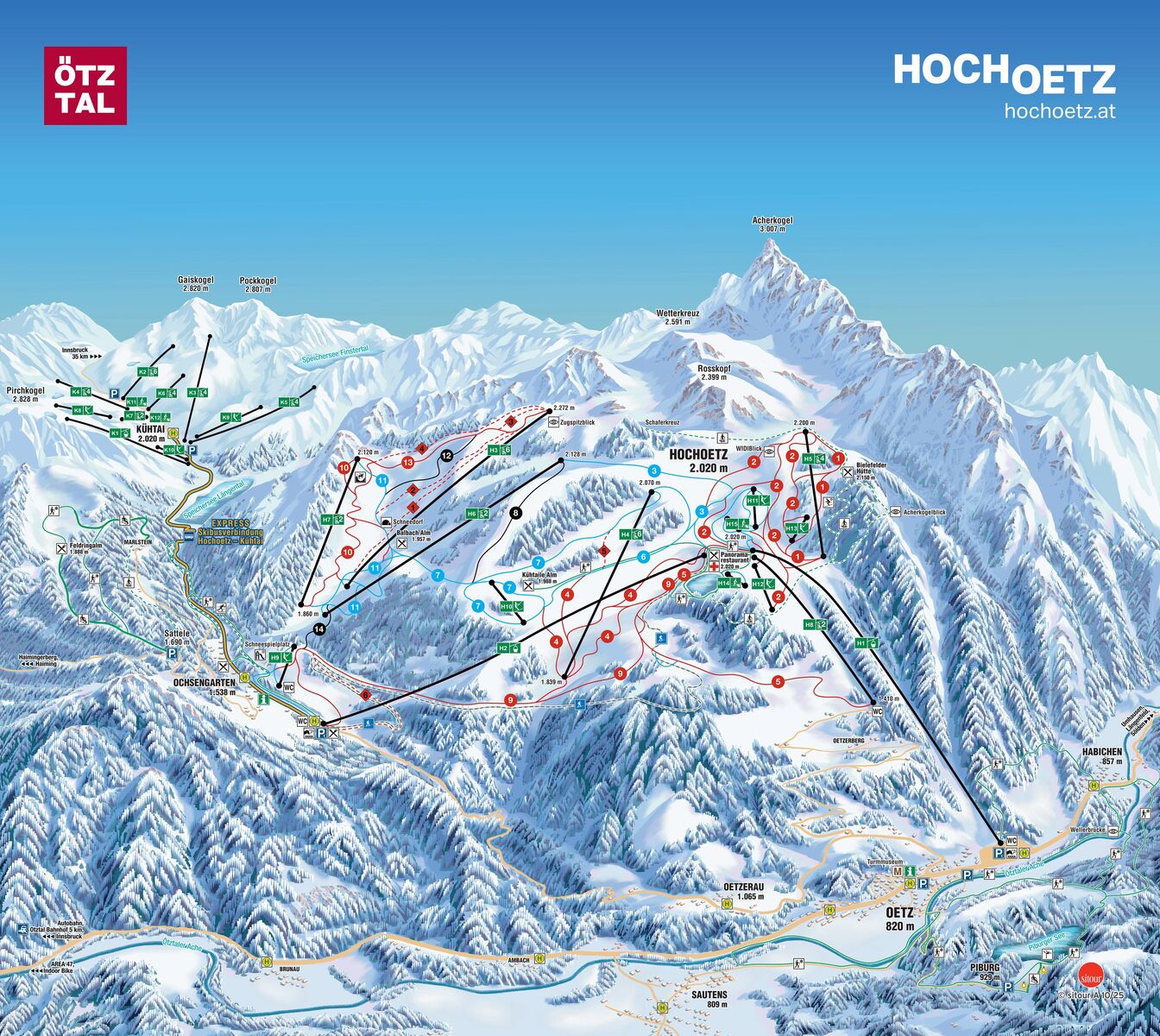 PistenplanSkigebiet Oetz / Hochoetz