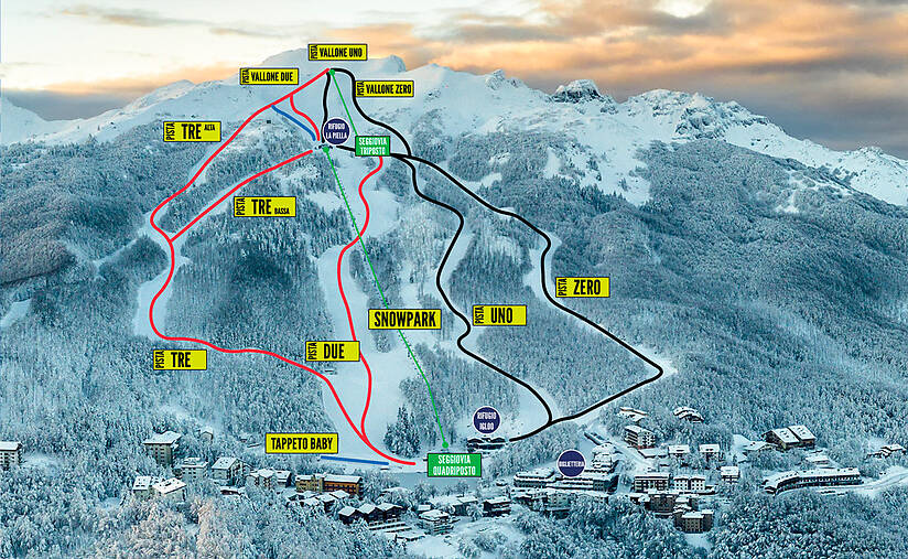 PistenplanSkigebiet Cerreto Laghi