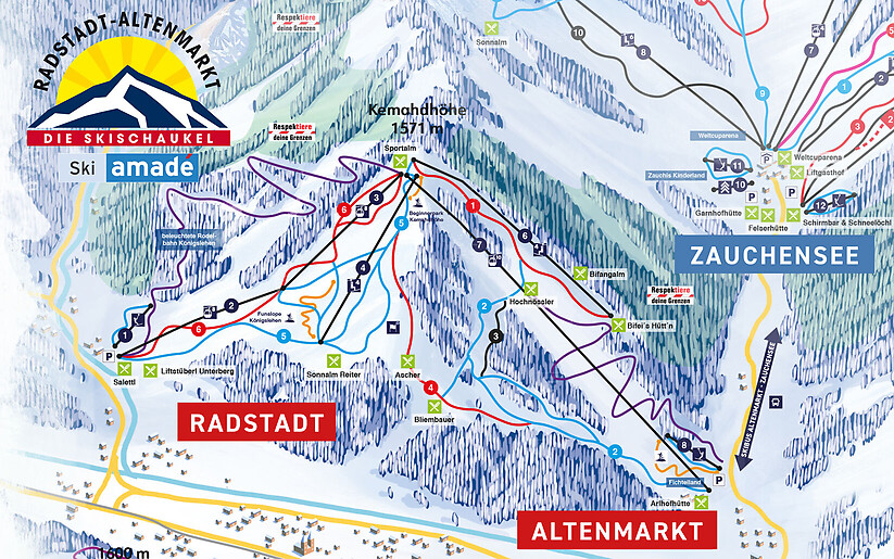 PistenplanSkigebiet Ski amade / Radstadt / Altenmarkt