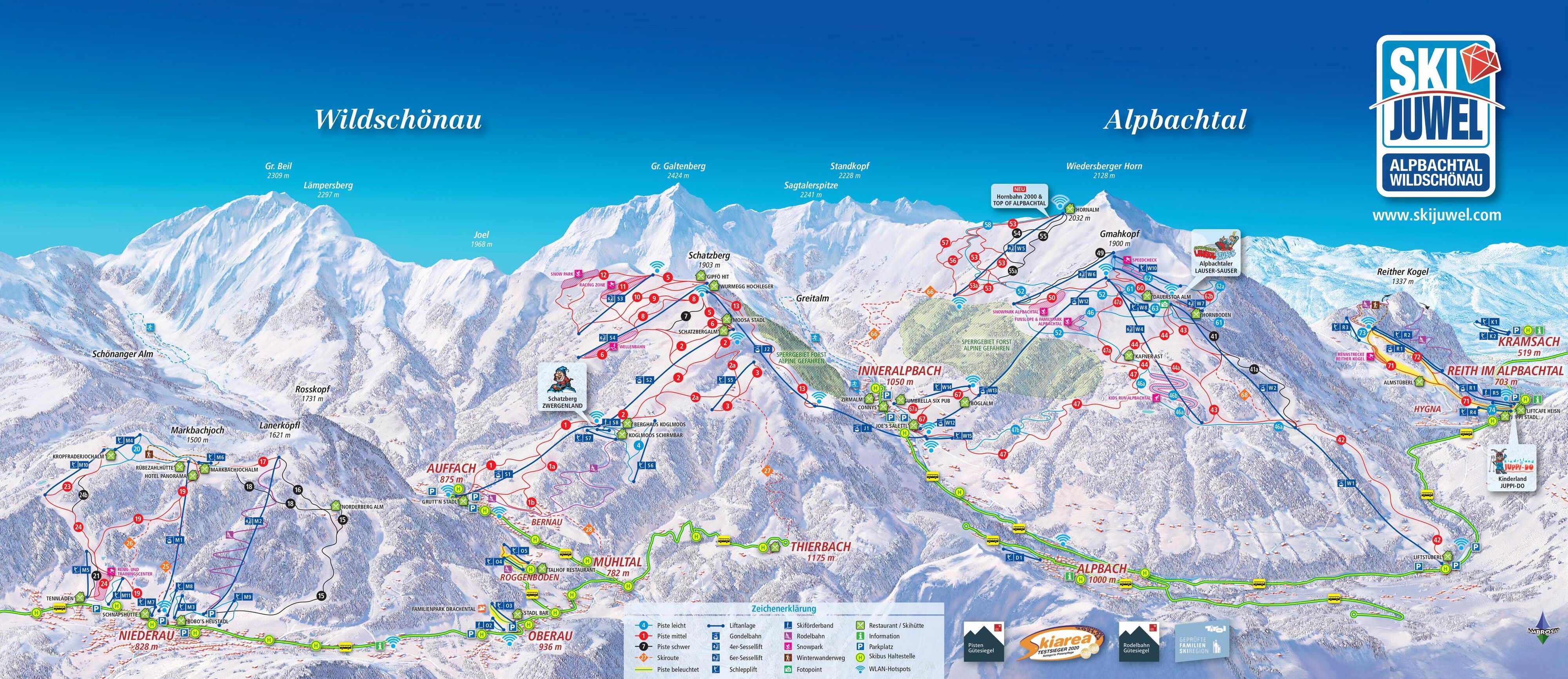 BERGFEX: Pistenplan Alpbach / Ski Juwel Alpbachtal Wildschönau