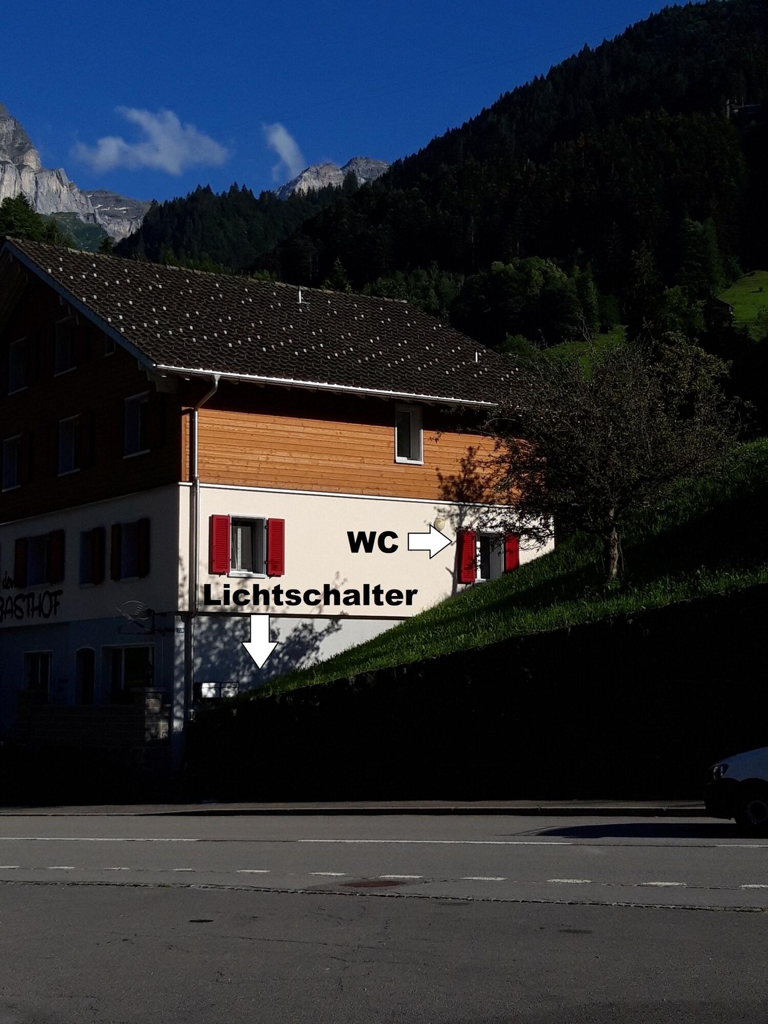 Sanitäre Anlagen vom Stellplatz der Gasthof in Bürglen
