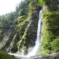Der Wasserfall am Ende der Liechtensteinklamm ist das Signal zum Umkehren.
