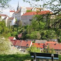 Blick vom Protschenberg auf die Ortenburg im Frühling