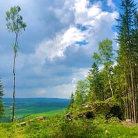 Geologischer Aufschluss am Liebenstein mit Blick Richtung Crottendorf