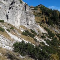 Blick zurück auf den Wegabschnitt oberhalb der ehemaligen Haslingeralm