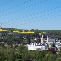 Blick vom Zschopenberg auf Schloß Wildeck