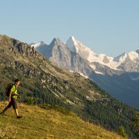 Wanderer auf der Rundtour des Moiry Stausees