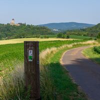Der Preußensteig mir Burg Lichtenberg im Hintergrund
