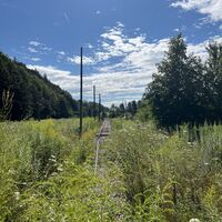 Ende der Höllentalbahn in Hirschwang (die ging aber früher offenbar noch weiter, da Trassenspuren erkennbar sind)