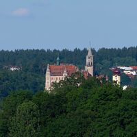 Blick vom Inzigkofer Park zum Schloss Sigmaringen