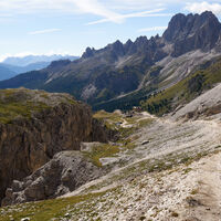 [ Dolomiten, Rosengarten ] | Tag 4 | Val de Vajolet, Blick zu Preuss- und Vajolethütte
