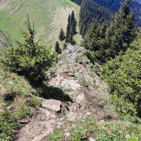 Etwas heikler Abstieg zur Plöcherschneid