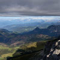 [ Dolomiten, Rosengarten ] | Tag 2 | Im Majaré-Klettersteig, Blick ins Eggen- und Tiersertal