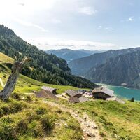 Dalfaz Alm mit Blick auf den Achensee