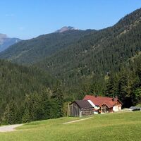 Blick von Rinnen ins Rotlechtal, Litnisschrofen, Krinnenspitze, Gaichtspitze