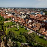Blick vom Schlossberg auf die Altstadt von Graz