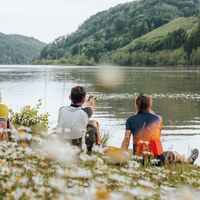 Mountainbiker an der Donau in Obermühl