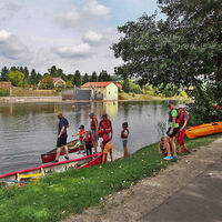 Bootsanlegestelle vor dem Wehr Mihla am Sportplatz