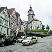 Kirche und Fachwerkhäuser in Backnang
