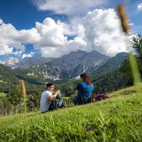 Blick ins Tal der Makekova Kočna, der Grintovec und die umliegenden Zweitausender