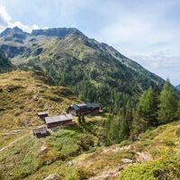 Blick auf die Preintalerhütte und Waldhornalm