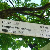Wanderwegweiser der Etappe 2 Hansaweg am Ziel Lemgo/Entrup